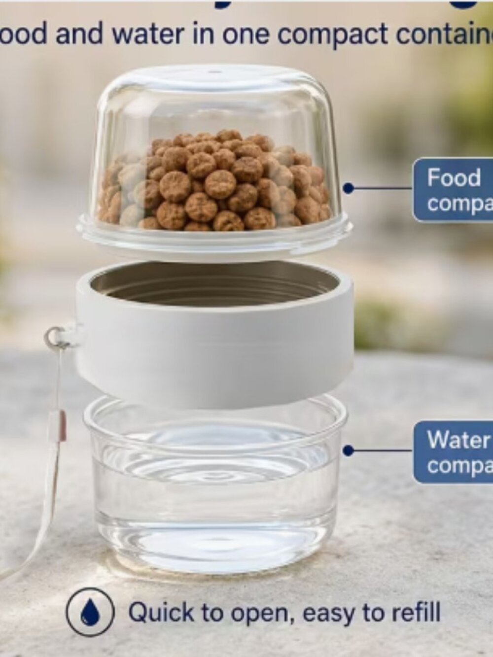 Pet Food and Water Travel Container